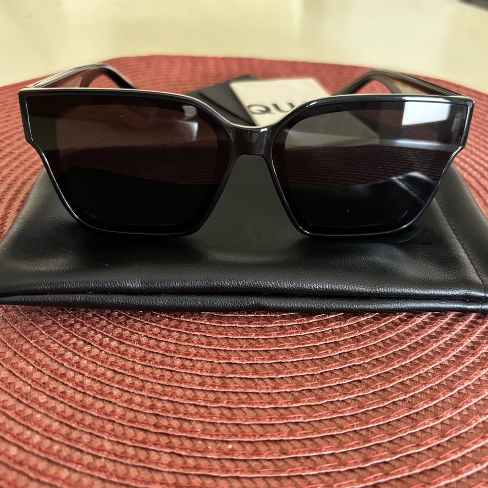 Quay Black Square Sunglasses